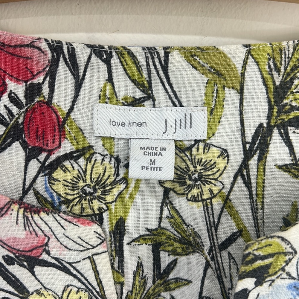J. JILL Love Linen Floral Sleeveless Dress Size Medium Petite - Picture 9 of 16
